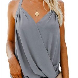 Draped Wrap Chiffon Halter Tank Top